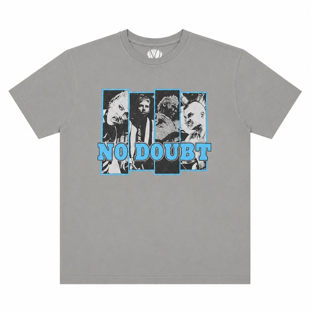 No Doubt Band Graphic T-Shirt Grey Blue Gwen Stefani Ska Punk Rock Tee